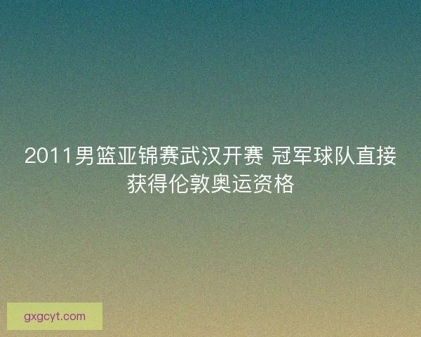 2011男篮亚锦赛武汉开赛 冠军球队直接获得伦敦奥运资格