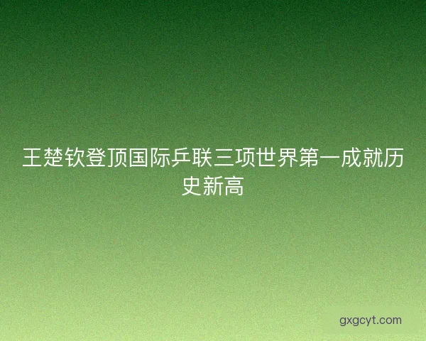 王楚钦登顶国际乒联三项世界第一成就历史新高